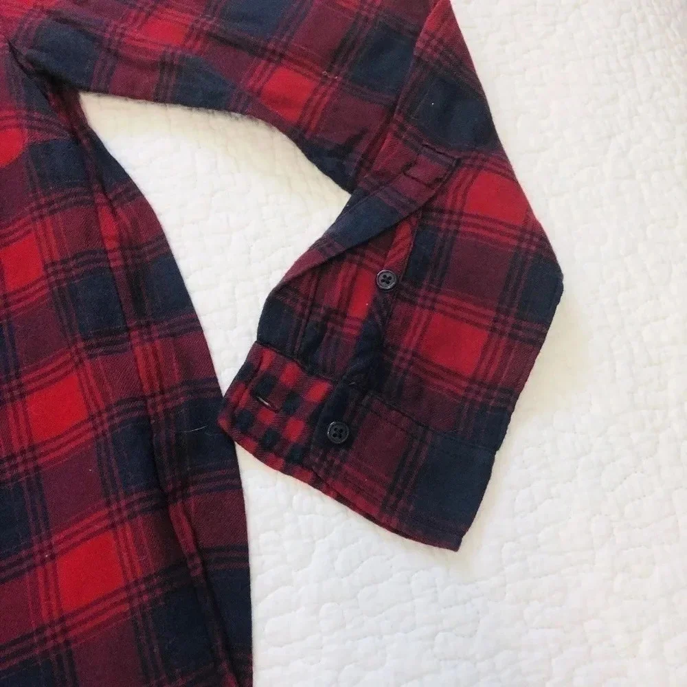 J. Crew Blue Red Plaid Flannel Shirt Dress